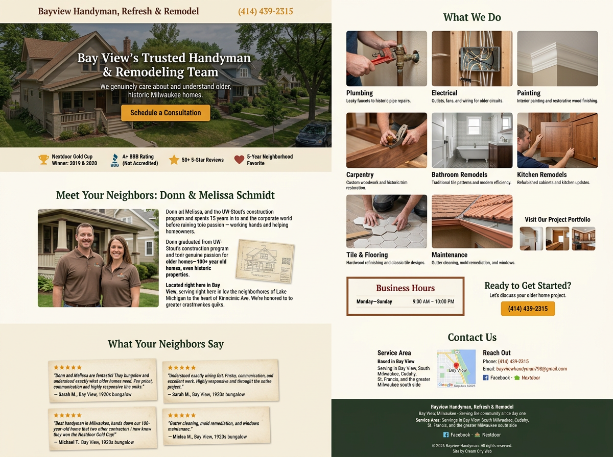 Bayview Handyman — design mockup