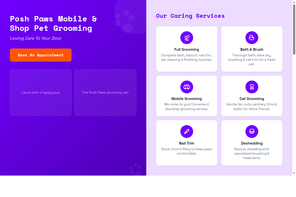 Posh Paws Pet Grooming — live site